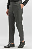 Koyu Antrasit Kendinden Desenli Bez Ayağı Comfort Fit Classic Pantolon 1003240163