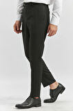 Siyah Kendinden Desenli Bez Ayağı Slim Fit Classic Pantolon 1003240165