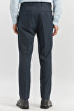 Koyu Lacivert Kendinden Desenli Bez Ayağı Slim Fit Classic Pantolon 1003240165