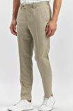 Bej Kendinden Desenli Bez Ayağı Slim Fit Classic Pantolon 1003240165