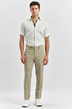 Bej Kendinden Desenli Bez Ayağı Slim Fit Classic Pantolon 1003240165