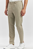 Bej Kendinden Desenli Bez Ayağı Slim Fit Classic Pantolon 1003240165