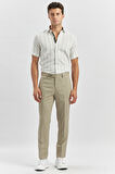 Bej Kendinden Desenli Bez Ayağı Slim Fit Classic Pantolon 1003240165