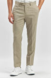 Bej Kendinden Desenli Bez Ayağı Slim Fit Classic Pantolon 1003240165