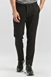 Siyah Düz Armürlü Pamuklu Yan Cep Slim Fit Casual Pantolon 1003240168