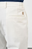 Açık Krem Düz Bez Ayağı Esnek Yan Cep Slim Fit Classic Pantolon 1003240169