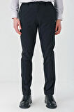 Siyah Desenli Gofreli Pamuklu Likralı Yan Cepli Slim Fit Dar Kesim Casual Pantolon 1003240206