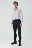 Siyah Desenli Gofreli Pamuklu Likralı Yan Cepli Slim Fit Dar Kesim Casual Pantolon 1003240206