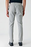 Gri Desenli Gofreli Pamuklu Likralı Yan Cepli Slim Fit Dar Kesim Casual Pantolon 1003240206