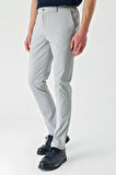 Gri Desenli Gofreli Pamuklu Likralı Yan Cepli Slim Fit Dar Kesim Casual Pantolon 1003240206