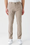 Bej Desenli Gofreli Pamuklu Likralı Yan Cepli Slim Fit Dar Kesim Casual Pantolon 1003240206