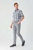 Gri Gabardin Pamuklu 5 Cep Slim Fit Dar Kesim Casual Pantolon 1003240318