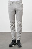 Gri Düz Gabardin Slim Fit Casual Pantolon 1003240319