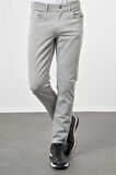 Gri Düz Gabardin Slim Fit Casual Pantolon 1003240319