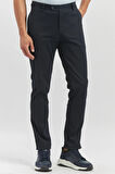 Koyu Lacivert Gabardin Pamuklu Likralı Yan Cepli Slim Fit Dar Kesim Casual Pantolon 1003225900