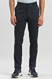 Koyu Lacivert Gabardin Pamuklu Likralı Yan Cepli Slim Fit Dar Kesim Casual Pantolon 1003225900