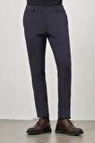 Koyu Lacivert Düz Bez Ayağı Lastikli Slim Fit Casual Pantolon 1003245101