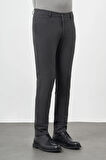 Koyu Antrasit Kendinden Desenli Flannel Esnek Yan Cep Comfort Fit Casual Pantolon 1003245158