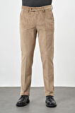 Bej Fitilli Desen Kadife Pamuklu Yan Cep Comfort Fit Classic Pantolon 1003245160