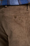 Koyu Bej Pamuklu Yandan Cepli Comfort Fit Kadife Pantolon 1003245160