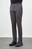 Koyu Antrasit Düz Armürlü Pamuklu Yan Cep Slim Fit Casual Pantolon 1003245163