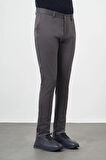 Koyu Antrasit Düz Armürlü Pamuklu Yan Cep Slim Fit Casual Pantolon 1003245163