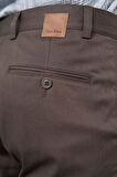 Koyu Camel Düz Armürlü Pamuklu Yan Cep Slim Fit Casual Pantolon 1003245163