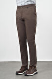 Koyu Camel Düz Armürlü Pamuklu Yan Cep Slim Fit Casual Pantolon 1003245163