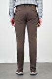 Koyu Camel Düz Armürlü Pamuklu Yan Cep Slim Fit Casual Pantolon 1003245163