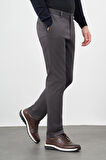 Koyu Antrasit Düz Armürlü Pamuklu Yan Cep Comfort Fit Casual Pantolon 1003245164