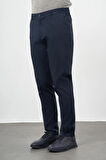 Koyu Lacivert Düz Armürlü Pamuklu Yan Cep Comfort Fit Casual Pantolon 1003245164