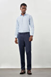 Lacivert Kendinden Desenli Bez Ayağı Yan Cep Comfort Fit Classic Pantolon 1003245166
