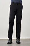 Siyah Kendinden Desenli Bez Ayağı Pamuklu Yan Cep Slim Fit Casual Pantolon 1003245168