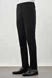 Siyah Düz Gofreli Esnek Yan Cep Slim Fit Casual Pantolon 1003245174