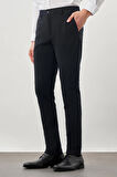 Koyu Lacivert Düz Gofreli Esnek Yan Cep Slim Fit Casual Pantolon 1003245174