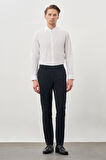 Koyu Lacivert Düz Gofreli Esnek Yan Cep Slim Fit Casual Pantolon 1003245174