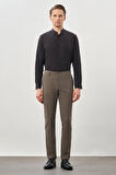 Koyu Vizon Düz Gofreli Esnek Yan Cep Slim Fit Casual Pantolon 1003245174
