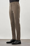 Koyu Vizon Düz Gofreli Esnek Yan Cep Slim Fit Casual Pantolon 1003245174