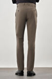 Koyu Vizon Düz Gofreli Esnek Yan Cep Slim Fit Casual Pantolon 1003245174