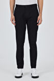 Siyah Armürlü Yan Cep Düz Paça Slim Fit Pamuklu Casual Chino Pantolon 1003250120
