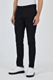Siyah Armürlü Yan Cep Düz Paça Slim Fit Pamuklu Casual Chino Pantolon 1003250120
