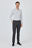 Koyu Antrasit Desenli Armürlü Yan Cep Düz Paça Comfort Fit Pamuklu Casual Chino Pantolon 1003250122