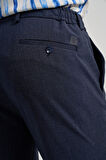 Koyu Lacivert Kendinden Desenli Yan Cep Slim Fit Jogger Pantolon 1003250161