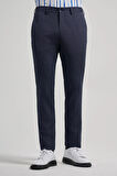 Koyu Lacivert Kendinden Desenli Yan Cep Slim Fit Jogger Pantolon 1003250161