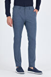 Lacivert Kendinden Desenli Yan Cep Slim Fit Jogger Pantolon 1003250161