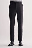 Siyah Yan Cep Açık Paça Kendinden Desenli Slim Fit Esnek Pantolon 1003255151