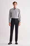 Siyah Yan Cep Açık Paça Kendinden Desenli Slim Fit Esnek Pantolon 1003255151