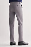 Gri Yan Cep Açık Paça Kendinden Desenli Slim Fit Esnek Pantolon 1003255151