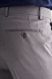 Gri Yan Cep Açık Paça Kendinden Desenli Slim Fit Esnek Pantolon 1003255151
