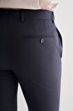 Lacivert Yan Cep Açık Paça Kendinden Desenli Slim Fit  Pantolon 1003255152